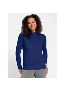 Stehkragenpullover Casual Looks "Pullover", Damen, Gr. 44, blau (royalblau), 100% Baumwolle, unifarben, Pullover Stehkragenpullover