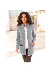 Strickjacke Casual Looks, Damen, Gr. 54, beige (ecru, schwarz, meliert), 51% Baumwolle, 49% Polyacryl, meliert, Strickjacken Strickjacke