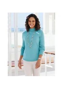 Stehkragenpullover Casual Looks "Pullover", Damen, Gr. 36, blau (ozean), 100% Baumwolle, unifarben, Pullover Stehkragenpullover
