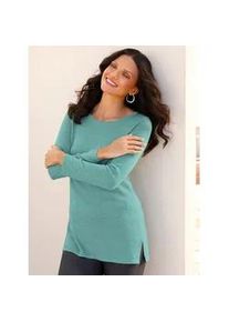 Longpullover Classic Basics "Longpullover", Damen, Gr. 48, gr&uuml;n (salbei, meliert), 40% Viskose, 30% Polyamid, 25% Polyester, 5% Kaschmir, meliert, Pullover Longpullover