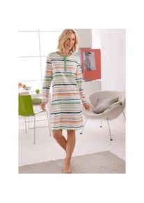 w&auml;schepur Nachthemd W&Auml;SCHEPUR "Nachthemd", Damen, Gr. 48/50, Normalgr&ouml;&szlig;en, beige (ecru, eucalyptus, gestreift), 100% Baumwolle, gemustert, gestreift, mehrfarbig, Kleider Nachthemd