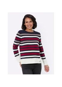 Strickpullover Casual Looks "Pullover", Damen, Gr. 48, bunt (marine, rot, geringelt), 100% Baumwolle, gemustert, gestreift, mehrfarbig, Pullover Strickpullover