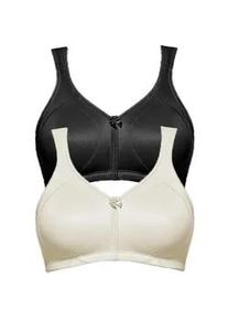 Entlastungs-BH SuSa "2er Pack Entlastungs BH Topsy Plus", Damen, Gr. 85, Cup G, bunt (schwarz champagnermicro), Stoff, Obermaterial: 78% Polyamid PA. 22% Elasthan EL., BHs Entlastungs-BH