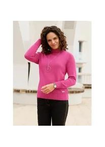 Stehkragenpullover Casual Looks "Stehkragen-Pullover", Damen, Gr. 38, pink (fuchsia), 50% Baumwolle, 50% Polyacryl, unifarben, Pullover Stehkragenpullover