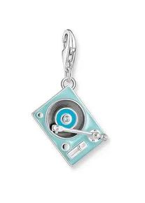 Charm-Einh&auml;nger Thomas Sabo "Plattenspieler-Motiv", silber (silberfarben, blau, t&uuml;rkis, schwarz, kristallwei&szlig;, kristallwei&szlig;), Charms, Damen, Silber 925 (recycelt), mit Zirkonia (synth.)