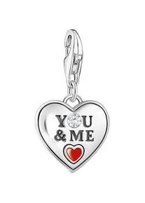 Charm Herz Thomas Sabo "YOU&ME Unendlichkeitsschleife/Infinity", silber (silberfarben, rot, schwarz, kristallwei&szlig;, kristallwei&szlig;), Charms, Damen, Silber 925 (recycelt), mit Zirkonia (synth.)