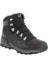 Wanderschuh Jack Wolfskin "REFUGIO TEXAPORE MID W", Damen, Gr. 37,5, lila (schwarz, steel, lila), Leder, Schuhe Wanderschuh, wasserdicht, Trekkingschuh