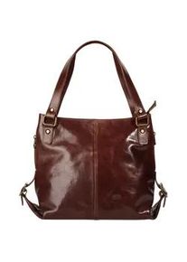 Pike Shopper PIK&Eacute;, Damen, Gr. B/H/T: 40cm x 27cm x 13cm onesize, braun, Leder, beschichtet, leicht gl&auml;nzend, Taschen Shopper, echt Leder, Made in Italy