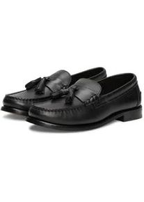Slipper Tommy Hilfiger "HILFIGER TASSEL LTH LOAFER", Herren, Gr. 40, schwarz, Leder, unifarben, Schuhe Slipper, Blockabsatz, Mokassin, Businessschuh mit modischer Quasten