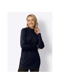 Longpullover Classic Basics "Longpullover", Damen, Gr. 56, blau (marine), 100% Baumwolle, unifarben, Pullover Longpullover