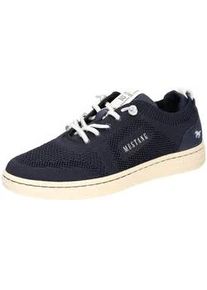 Slip-On Sneaker Mustang SHOES, Damen, Gr. 37, blau (dunkelblau), Lederimitat, Textil, Schuhe, Slipper, Sommerschuh mit Strickb&uuml;ndchen