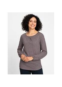 Rundhalsshirt Inspirationen "Druck-Shirt", Damen, Gr. 54, grau (burgund, anthrazit, bedruckt), 50% Baumwolle, 50% Modal, bedruckt, gemustert, mehrfarbig, Rundhals, Shirts Rundhalsshirt