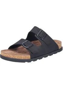 Pantolette Rieker, Herren, Gr. 40, schwarz, Nubukleder, unifarben, Schuhe Pantolette, Sommerschuh, Strandschuh, Hausschuh mit bequemem Fu&szlig;bett, Topseller