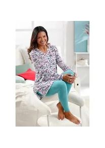 w&auml;schepur Schlafanzug W&Auml;SCHEPUR, Damen, Gr. 48/50, beige (ecru, ozean, bedruckt), 50% Baumwolle, 50% Viskose, Unterteil:48% Baumwolle, 5% Elasthan, 47% Viskose, Homewear-Sets Schlafanzug