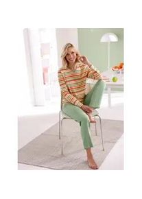 w&auml;schepur Schlafanzug W&Auml;SCHEPUR, Damen, Gr. 48/50, eucalyptus, terra, gestreift, 100% Baumwolle, Homewear-Sets Schlafanzug