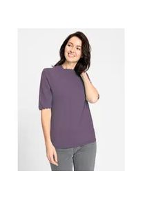 Stehkragenpullover Inspirationen "Stehkragen-Pullover", Damen, Gr. 50, lila (feige), 50% Viskose, 25% Polyester, 25% Polyamid, unifarben, Pullover Stehkragenpullover