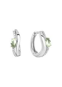 Paar Creolen Vivance "925/- Sterling Silber rhodiniert Glas mint", wei&szlig; (wei&szlig;, wei&szlig;), Ohrringe, Damen, one-size, Silber 925 (Sterlingsilber)