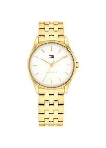 Quarzuhr Tommy Hilfiger "JADE", gold (goldfarben, wei&szlig;), Armbanduhren, Damen, Quarzuhr, Armbanduhr, Damenuhr, Edelstahlarmband, analog