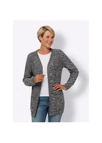 Cardigan Classic Basics, Damen, Gr. 46, schwarz (schwarz, ecru, meliert), 100% Baumwolle, gemustert, mehrfarbig, meliert, Strickjacken