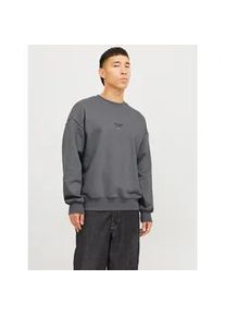 Jack & Jones Sweatshirt JACK & JONES "JJEURBAN EDGE STUDIO SWEAT CREW NOOS", Herren, Gr. XS, grau (castlerock), angeraute Sweatware, Obermaterial: 70% Baumwolle, 30% Polyester, bedruckt, loose fit taillenbedeckt, Rundhals, Rippb&uuml;ndchen, Sweatshirts Sweatshirt, mit Front und Back Print