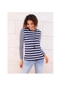 T-Shirt Casual Looks "Shirt", Damen, Gr. 48, blau (marine, wei&szlig;, geringelt), 100% Baumwolle, gemustert, gestreift, mehrfarbig, Rundhals, Shirts T-Shirt