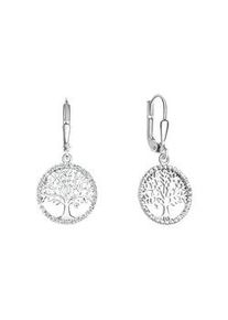 Paar Ohrh&auml;nger Vivance "925/- Sterling Silber rhodiniert Lebensbaum Zirkonia", wei&szlig; (wei&szlig;, wei&szlig;), Ohrringe, Damen, one-size, Silber 925 (Sterlingsilber)