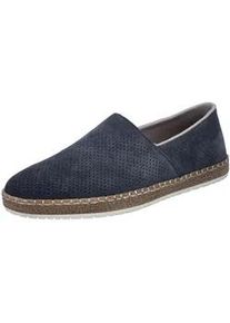 Slipper Rieker, Herren, Gr. 40, blau (nachtblau), Veloursleder, unifarben, Schuhe Slipper, Schlupfschuh, Casual-Slipper, Mokassin mit Perforation