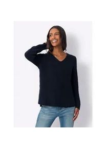 Strickpullover Heine "Pullover", Damen, Gr. 36, blau (marine), 50% Baumwolle, 50% Polyacryl, unifarben, Pullover Strickpullover