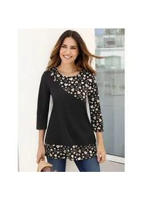 Longshirt Classic Basics "Longshirt", Damen, Gr. 50, gelb (schwarz, camel, bedruckt), 100% Baumwolle, bedruckt, gemustert, mehrfarbig, Rundhals, Shirts Longshirt