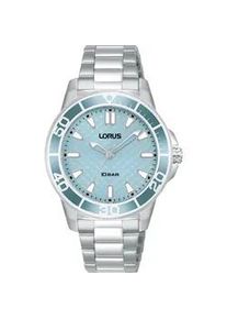 Quarzuhr Lorus, silber (silberfarben, hellblau), Armbanduhren, Damen, Quarzuhr, Armbanduhr, Damenuhr, Edelstahlarmband