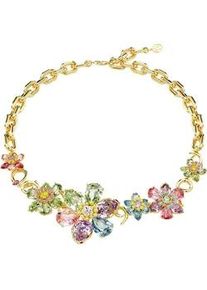 Collier Swarovski "Schmuck Geschenk Idyllia Halskette Blume", gold (gelbgoldfarben, rosa, lila, gelb, gr&uuml;n, blau), Halsketten, Damen, Metall, L: 43 B: 38mm, Collier, mit Swarovski Kristall, B:38mm