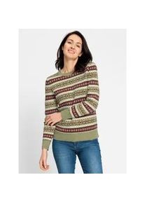 Jacquardpullover Inspirationen "Jacquard-Pullover", Damen, Gr. 52, rot (schilf, bordeaux, gemustert), 61% Polyacryl, 34% Polyamid, 5% Wolle, gemustert, mehrfarbig, meliert, Pullover