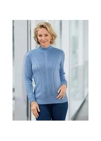 Stehkragenpullover Classic Basics "Stehkragen-Pullover", Damen, Gr. 48, blau (himmelblau), 100% Polyacryl, unifarben, Pullover Stehkragenpullover