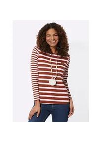 T-Shirt Casual Looks "Shirt", Damen, Gr. 46, rot (rostrot, wei&szlig;, geringelt), 100% Baumwolle, gemustert, gestreift, mehrfarbig, Rundhals, Shirts T-Shirt