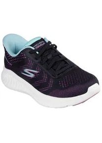 Slip-On Sneaker Skechers "GO WALK NOW-KHLOE", Damen, Gr. 35, bunt (schwarz, violett), Textil, Schuhe, Freizeitschuh mit Fersenkissen und Slip-ins Technologie