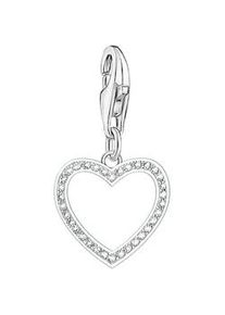 Charm Herz Thomas Sabo "Charm mit wei&szlig;en Steinen", silber (silberfarben, kristallwei&szlig;, kristallwei&szlig;), Charms, Damen, Silber 925 (recycelt), mit Zirkonia (synth.)