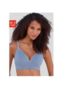 Push-up-BH Lascana "COMFY BRA", Damen, Gr. 85, Cup A, blau (meerblau), Piqu&eacute;, Obermaterial: 50% Baumwolle, 33% Polyamid, 14% Polyester, 3% Elasthan, Basic, BHs Push-up-BH, ohne B&uuml;gel aus Baumwolle, Basic Dessous