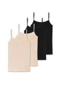 Unterhemd Schiesser "Unterhemd 4er Pack", Damen, Gr. XL, N-Gr, bunt (beige, schwarz), Obermaterial: 95% Baumwolle CO. 5% Elasthan EL., Unterhemden Unterhemd