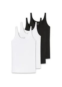 Unterhemd Schiesser "T-Shirt 4er Pack", Damen, Gr. L, N-Gr, schwarz (schwarz, wei&szlig;), Obermaterial: 95% Baumwolle CO. 5% Elasthan EL., Unterhemden Unterhemd