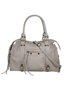 Shopper FORTY, Damen, Gr. B/H/T: 38cm x 25cm x 14cm onesize, grau, Leder, leicht gl&auml;nzend, unifarben, Taschen Shopper, echt Leder, Made in Italy