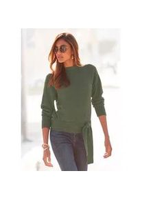 Rollkragenpullover Lascana, Damen, Gr. 44/46, gr&uuml;n (olivgr&uuml;n), Obermaterial: 73% Polyacryl, 24% Nylon, 3% Elasthan, unifarben, Rundhals, Pullover Rollkragenpullover, mit Bindeband an der H&uuml;fte