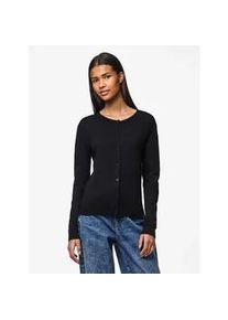 Strickjacke Pieces "PCNORA LS O-NECK KNIT CARDIGAN NOOS BC", Damen, Gr. M, schwarz, Strick, Obermaterial: 50% Viskose, 28% Polyester, 22% Nylon, unifarben, slim fit normal, Rundhals, Strickjacken Strickjacke, Viskosemischung, slim fit