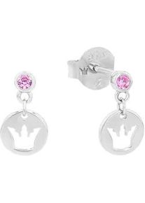 Paar Ohrh&auml;nger Prinzessin Lillifee "Krone-Motiv", bunt (silberfarben, rosa, rosa), Ohrringe, M&auml;dchen, Silber 925 (Sterlingsilber), mit Zirkonia (synth.)