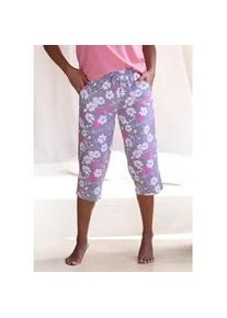 Caprihose Vivance DREAMS, Damen, Gr. 32/34, N-Gr, graublau, pink, gebl&uuml;mt, Single Jersey, Obermaterial: 100% Baumwolle, gemustert, Basic, bequem 3/4-L&auml;nge, Hosen Caprihose, in schmaler Capriform