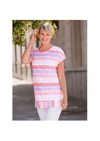 Longshirt Classic Basics "Longshirt", Damen, Gr. 48, orange (koralle, lavendel, bedruckt), 100% Baumwolle, gemustert, gestreift, mehrfarbig, Rundhals, Shirts Longshirt