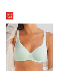 T-Shirt-BH Petite Fleur, Damen, Gr. 80, Cup E, gr&uuml;n (mint, wei&szlig;), Jersey, Obermaterial: 85% Baumwolle, 10% Polyamid, 5% Elasthan, BHs T-Shirt-BH, mit B&uuml;gel aus weicher Baumwollqualit&auml;t
