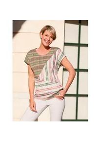 T-Shirt CLASSIC BASICS "Shirt", Damen, Gr. 48, beige (ecru, khaki, bedruckt), 100% Baumwolle, gemustert, gestreift, mehrfarbig, Rundhals, Shirts T-Shirt