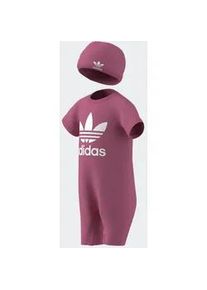 Overall Adidas ORIGINALS "GIFT SET JUMPSUIT UND BEANIE", M&auml;dchen, Gr. 74, N-Gr, pink (pink fusion), Obermaterial: 100% Baumwolle, Rundhals, Overalls Overall