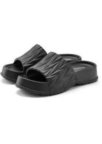 Badepantolette French Connection "Badelatsche, Badeschuhe, Badeschlappe, Mule, Sandale, offener Schuh", Damen, Gr. 40, schwarz, Obermaterial: 100% Synthetik. Decksohle: 100% Synthetik. Futter: 100% Synthetik. Laufsohle: 100% Synthetik, clean, unifarben, Schuhe, Pantolette aus wasserabweisendem Material