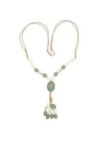 Lange Kette "Marbelle", Damen, Gr. onesize, Metall, gr&uuml;n, Collezione Alessandro, Basic, Halsketten, echte Steine an hochwertigem Band